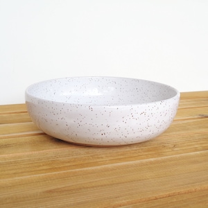 Single Pasta Bowl in Glossy White Glaze, Speckled, Ceramic Dinner Salad Bowl image 1