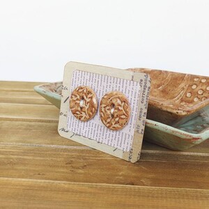 Round Textured Stoneware Buttons in Speckled Tan Glaze Set of 2 image 4