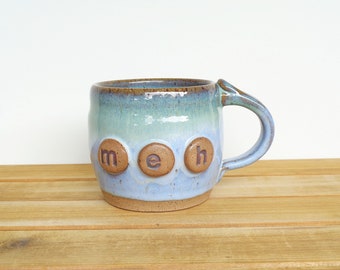 Castille Blue and Sea Mist Pottery Coffee Cup - Stoneware Ceramic Mug - meh