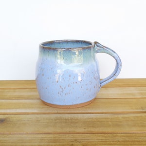 Coffee Mug, Ceramic Stoneware in Castille Blue and Sea Mist Glazes Single Pottery Cup, Rustic Kitchen image 7