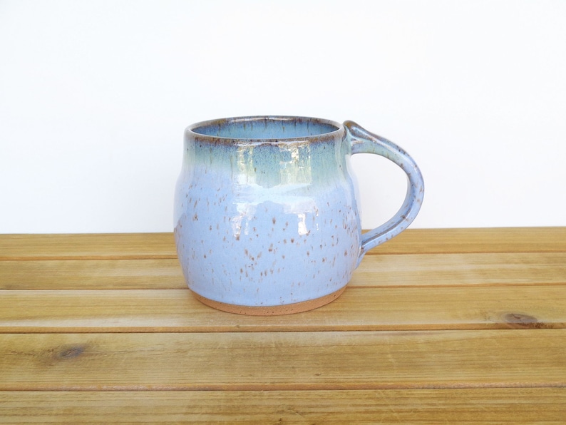 Coffee Mug, Ceramic Stoneware in Castille Blue and Sea Mist Glazes Single Pottery Cup, Rustic Kitchen image 7