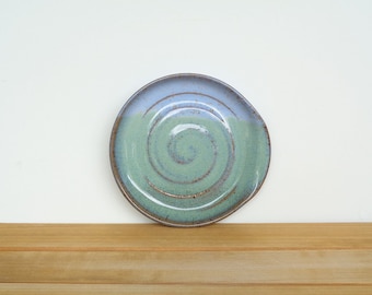 Spoon Rest Stoneware Ceramic in Castille Blue and Sea Mist Glazes, Kitchen Prep Pottery, Rustic Ceramic