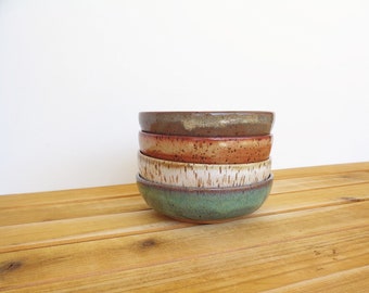 Prep Bowls, Stoneware Ceramic, Pottery Snack Bowls, Instant Collection in Four Glazes