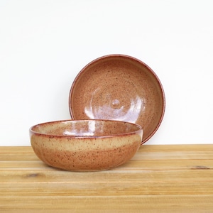 Ceramic Pottery Soup Bowls, Rustic Shino Glaze - Set of 2