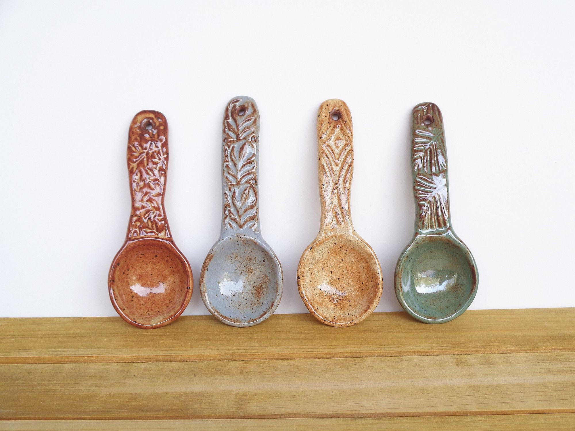 Ceramic Spoon Collection Rustic Kitchen Spoons Stoneware Etsy
