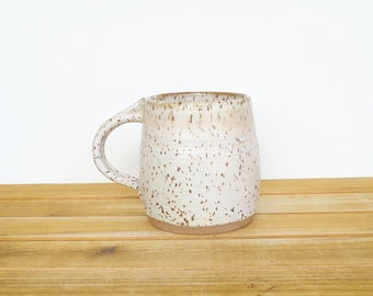 Pottery Mug, Stoneware Coffee Cup in Satin Oatmeal Glaze, Rustic Ceramic Kitchen Mug