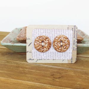 Round Textured Stoneware Buttons in Speckled Tan Glaze Set of 2 image 1