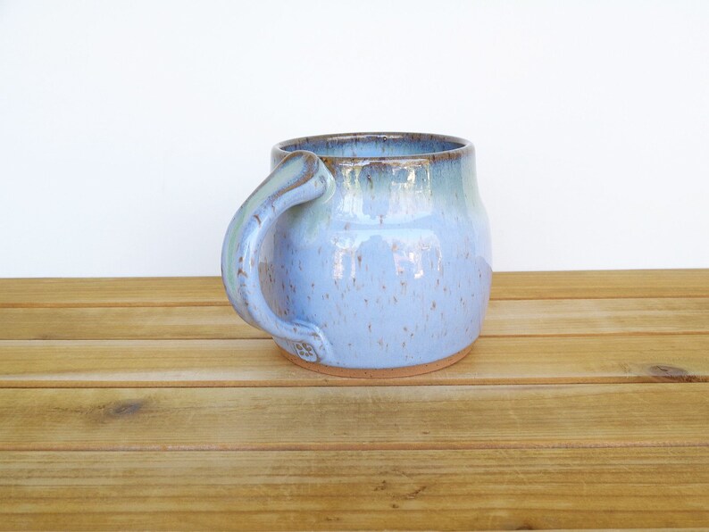 Coffee Mug, Ceramic Stoneware in Castille Blue and Sea Mist Glazes Single Pottery Cup, Rustic Kitchen image 3