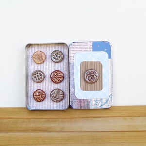 Rustic Clay Fridge Magnet Set of 6, Ceramic Magnet Set, Office Decor, home office supply image 6