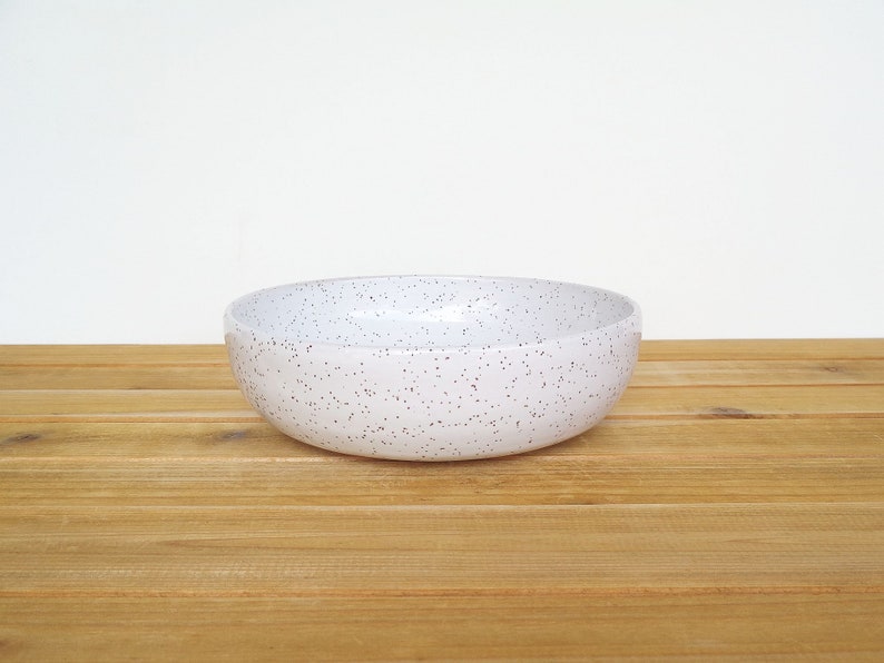 Single Pasta Bowl in Glossy White Glaze, Speckled, Ceramic Dinner Salad Bowl image 2