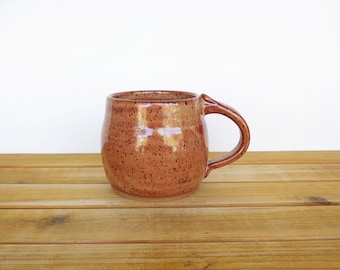 Ceramic Coffee Mug, Stoneware Pottery Mug in Shino Glaze