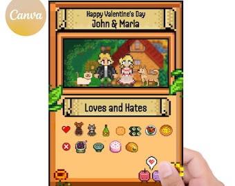 Customized Valentine's Day card from Stardew Valley, personalized gifts for couples, gift for girlfriend, gift for him