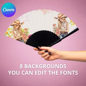Clack fan template, Editable Canva template, Custom Clack fan design, Clack fan template in Canva, Size of fan is 12 by 12