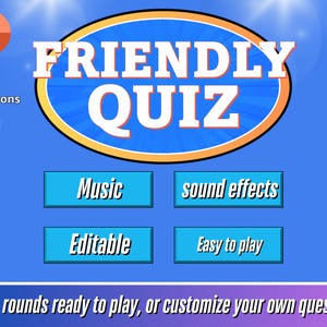 Editable quiz game, Game night, PowerPoint game, Customizable PowerPoint template, Mac and PC, Virtual party game