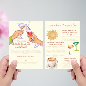Colorful Bachelorette Weekend Events Itinerary Template, Digital Invitation, Bachelorette Weekend, Itinerary Planner Template, Canva