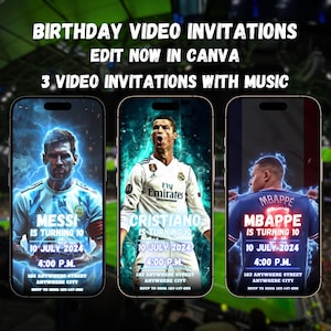 Convite de vídeo Cristiano Ronaldo, Cartão de aniversário, Convite CR7, Convite digital Siuuuuuu, Convite de futebol, mp4