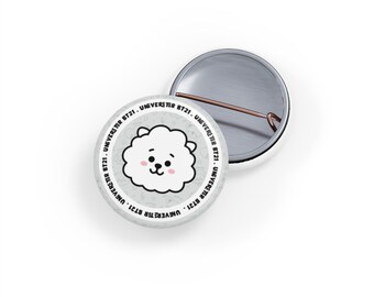 BT21 Fluffy Bear Face Round Pin | Round Pins