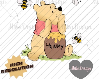 Pooh Clipart, Pooh Svg, Bear Clipart, Tshirt Design