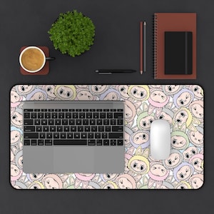 Monster Cute, Labubu Desk Mat, Whimsical Cartoon Desk Mat, Cute Office Decor, Perfect for Home Office, Gamer Gift, Desk Accessories,
