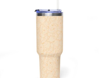 Peach Doodle Pattern 40oz Tumbler | Vacuum Thermal Travel Mug