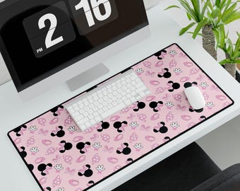 Mouse Pink Inspired Desk Mat, Mouse Ears, Office Supplies, Mouse Pad, Computer Desk PadCopy of Mouse Desk Mats
