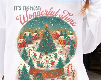 Camiseta/suéter navideño, camiseta "Es la época más maravillosa", Navidad vintage, bola de nieve retro