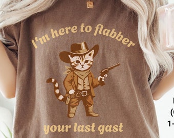 Camiseta divertida de gato vaquero: camiseta retro de compañero Meowdy