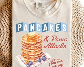 Camiseta vintage de panqueques y ataques de pánico de Diner - Colores cómodos