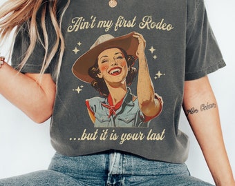 Camiseta divertida de vaquera vampira: camiseta retro de rodeo del oeste de los años 50