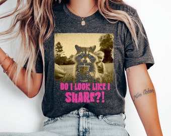 Camiseta con gráfico de mapache: camiseta Polaroid unisex sarcástica