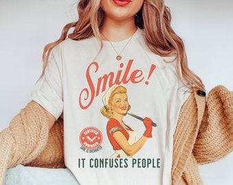 Camiseta divertida desquiciada: camiseta retro con meme de los años 50