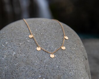 Uppruni Necklace in Gold - Inspired by the nature of Iceland, necklace with five hexagon pendants, gift, filigree, for Iceland lovers