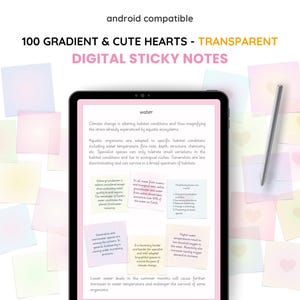 Notas adhesivas digitales para Samsung Notes: Corazones degradados PNG (paquete de 100)