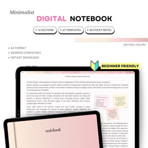 Digital Notebook for Samsung Notes: Neutral Landscape Hyperlinked (PDF Download)