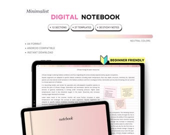 Digital Notebook for Samsung Notes: Neutral Landscape Hyperlinked (PDF Download)