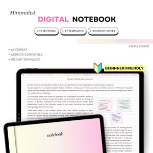 Digital Notebook for Samsung Notes: Landscape Mode, Colored Tabs (PDF Download)