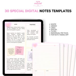 Pink Hearts Samsung Notes Templates: Digital Planner Stationery (PDF)