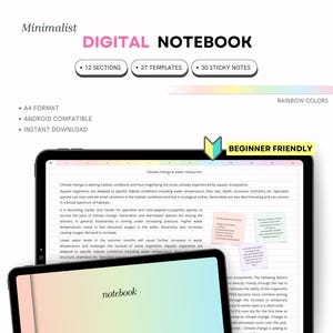Digital Landscape Notebook for Samsung Notes: Hyperlinked Colored Tabs (PDF Download)