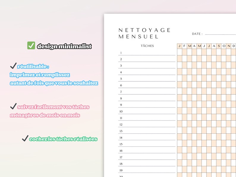 Check List De Nettoyage / Checklist De Menage à Imprimer En Format A4