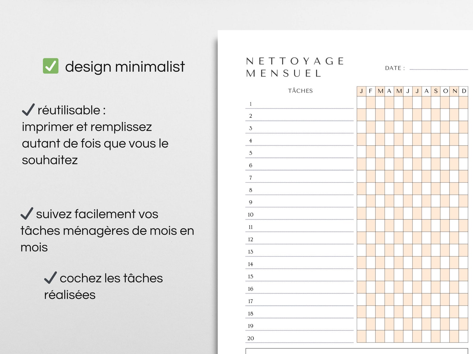 Check List De Nettoyage / Checklist De Menage à Imprimer En Format A4
