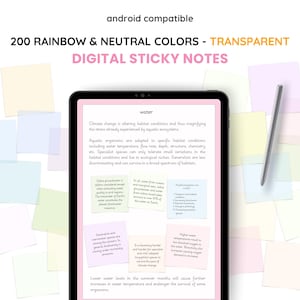Transparent Digital Sticky Notes, individual png, couleurs arc en ciel pastel, post it digitaux, stickers pour digital planner numérique