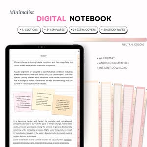 Beige Digital Notebook for Samsung Notes: College Note-Taking Templates, Sticky Notes