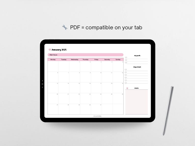 Printable Mid year Calendar 2024 2025 Aesthetic Printable monthly Calendar 2024 monday start ...