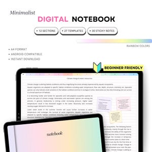 Digital Landscape Notebook for Samsung Notes: Hyperlinked Colored Tabs (PDF Download)