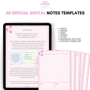 Pink Hearts Samsung Notes Templates: Digital Planner Stationery (PDF)