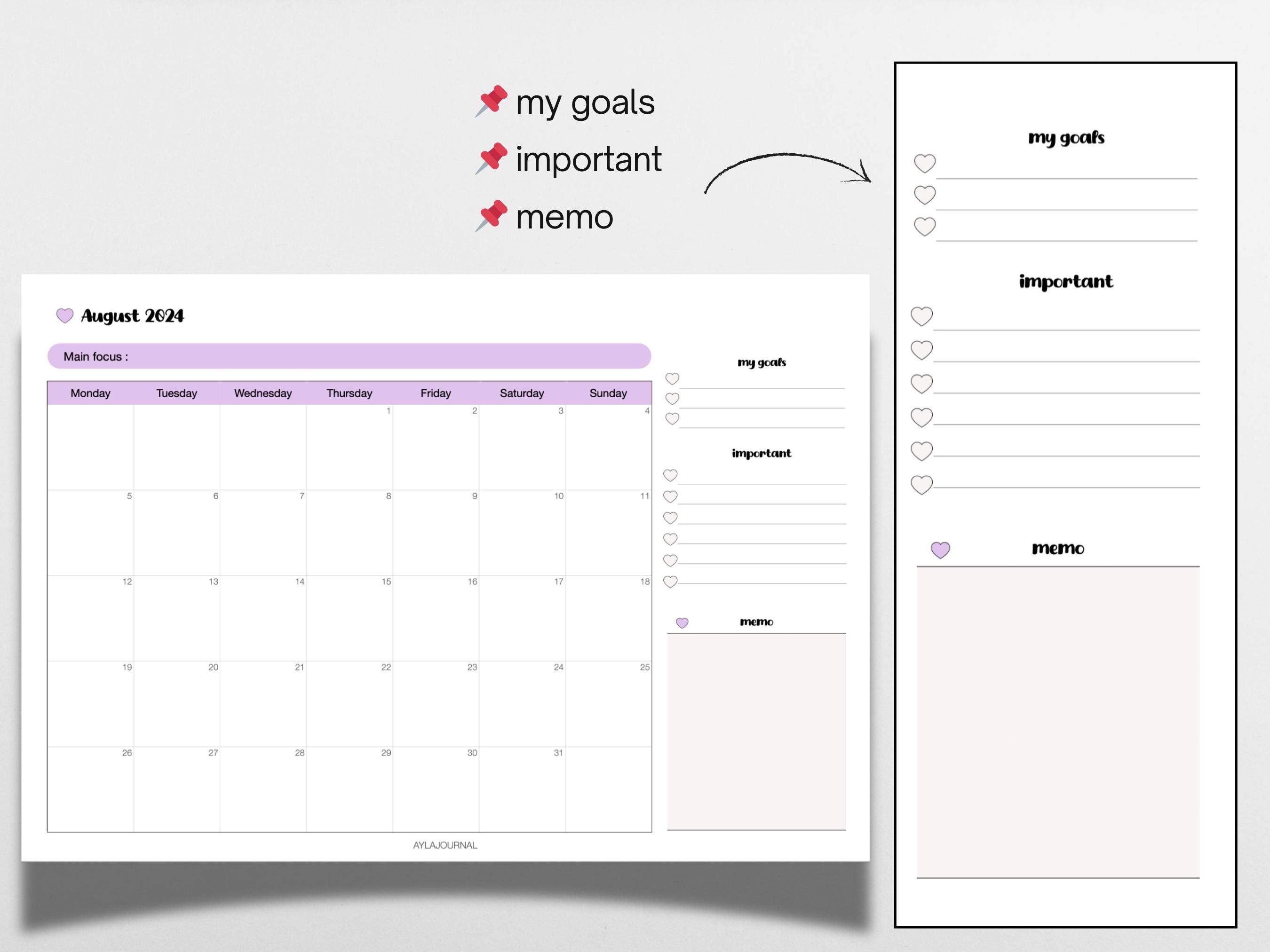 Printable Mid Year Calendar 2024 2025 Aesthetic Printable Monthly Calendar 2024 Monday Start ...
