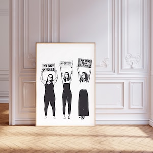 No Sexism Wall Art – Women Empowerment, Feminism, Body Positive, Women&#39;s Rights, Social Justice Poster Print Decor, AllyShip, Bedroom decor.