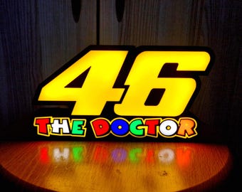 Valentino Rossi-lichtbak | Leddecor Moto Racing | Motorsport-ventilatorlamp | Garage- en simruimteweergave