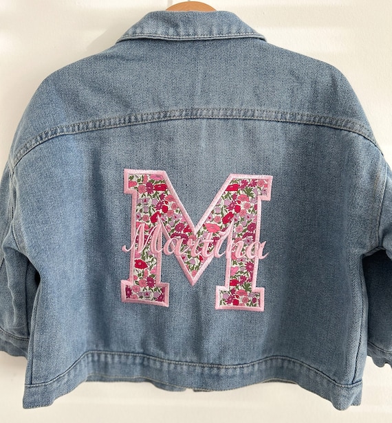 Personalised Liberty of London denim Jacket Kids embroidered Denim Jacket