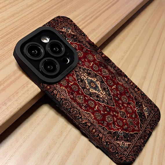 Persian Rug iPhone Case | 3D Embossed Faux Leather, Vintage Cover